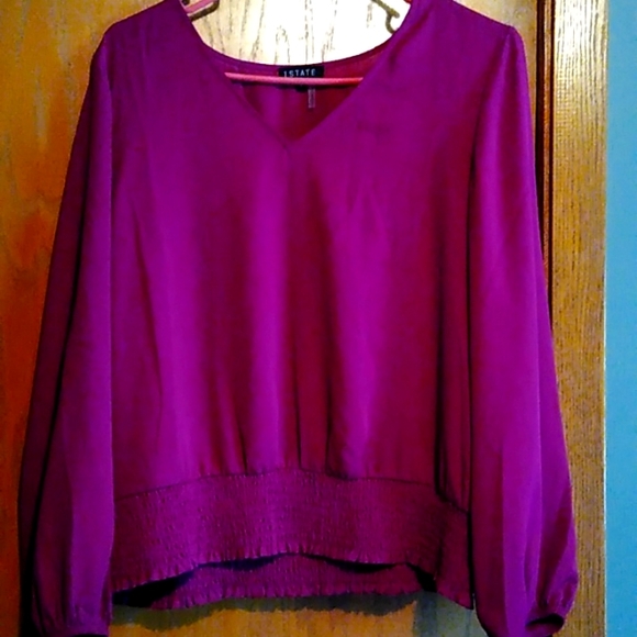 1. State Tops - 💗💗 2/$15 💗💗Magenta balloon sleeve lightweight top with elastic waist. Size L